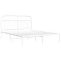 Metal bed frame with white headboard 135x190 cm by , Beds and slatted bases - Ref: Foro24-377165, Price: 97,45 €, Discount: %