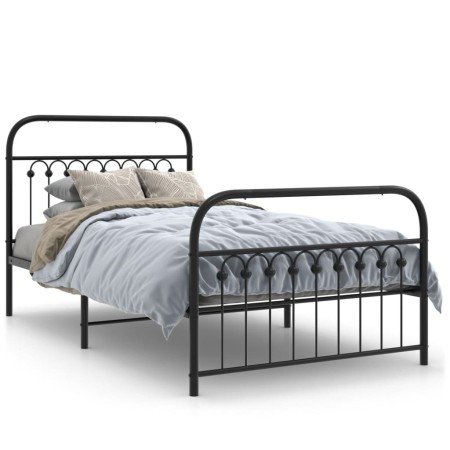 Bettgestell mit schwarzem Metallkopfteil und Fußteil 100x190cm von , Betten und Lattenroste - Ref: Foro24-376612, Preis: 81,9...