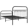 Bed frame with black metal headboard and footboard 100x190cm by , Beds and slatted bases - Ref: Foro24-376612, Price: 80,91 €...