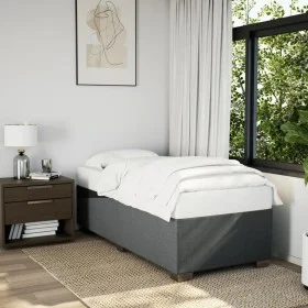 Box spring bed with dark gray fabric mattress 90x190 cm by , Beds and slatted bases - Ref: Foro24-3285177, Price: 330,58 €, D...
