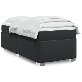 Box spring bed with black synthetic leather mattress 90x190 cm by , Beds and slatted bases - Ref: Foro24-3285189, Price: 313,...
