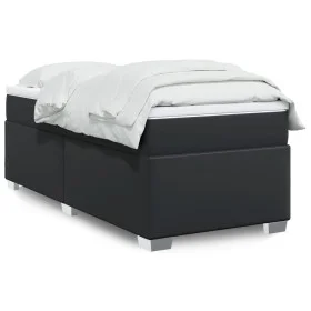 Box spring bed with black synthetic leather mattress 90x190 cm by , Beds and slatted bases - Ref: Foro24-3285189, Price: 322,...