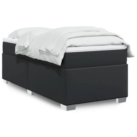 Box spring bed with black synthetic leather mattress 90x190 cm by , Beds and slatted bases - Ref: Foro24-3285189, Price: 322,...