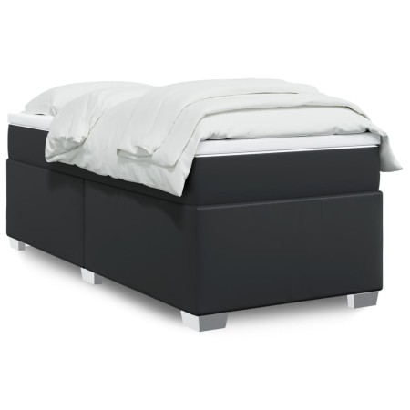 Boxspring-Bett mit schwarzer Kunstleder-Matratze 90x190 cm. von , Betten und Lattenroste - Ref: Foro24-3285189, Preis: 313,75...