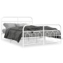 Metal bed frame with white headboard and footboard 150x200 cm by , Beds and slatted bases - Ref: Foro24-377186, Price: 125,02...