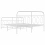 Metal bed frame with white headboard and footboard 150x200 cm by , Beds and slatted bases - Ref: Foro24-377186, Price: 125,02...