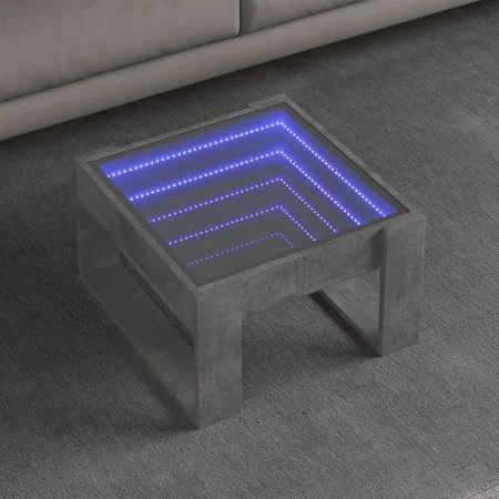 Coffee table with Infinity LED concrete gray 50x53x30 cm by , Coffee table - Ref: Foro24-847626, Price: 74,57 €, Discount: %