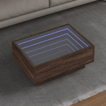 Mesa de centro y LED madera ingeniería marrón roble 70x50x30 cm de , Mesas de centro - Ref: Foro24-847517, Precio: 112,49 €, ...