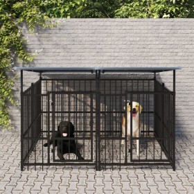 Outdoor dog kennel with steel roof 3.75 m² by , Dog kennels and fences - Ref: Foro24-3124589, Price: 524,85 €, Discount: %