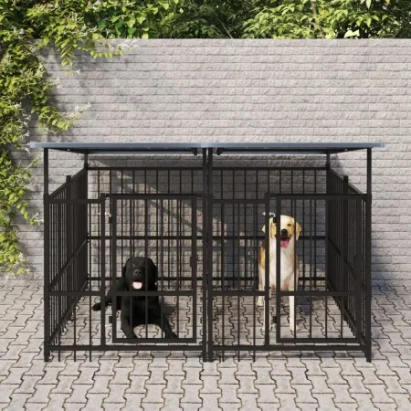 Außenzwinger mit einem Dach aus Stahl, 3,75 m². von , Hundehütten und Zäune - Ref: Foro24-3124589, Preis: 509,65 €, Rabatt: %