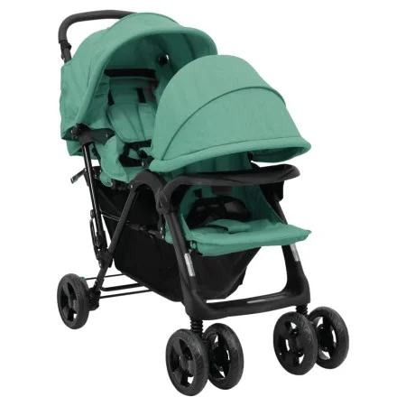 Zwillings-Tandem-Kinderwagen aus grünem Stahl von , Kinderwagen - Ref: Foro24-10352, Preis: 215,62 €, Rabatt: %