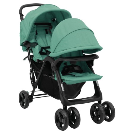 Zwillings-Tandem-Kinderwagen aus grünem Stahl von , Kinderwagen - Ref: Foro24-10352, Preis: 220,14 €, Rabatt: %