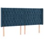 Cabecero con LED de terciopelo azul oscuro 203x16x118/128 cm
