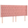 Cabecero con LED de terciopelo rosa 203x16x118/128 cm