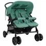 Steel green twin stroller by , Baby strollers - Ref: Foro24-10346, Price: 215,40 €, Discount: %
