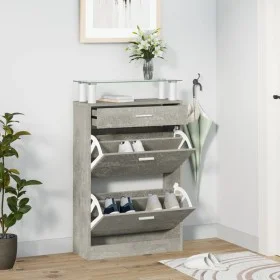Mueble zapatero madera contrachapada gris hormigón 63x24x104 cm by , Shoe racks and shoe organizers - Ref: Foro24-342565, Pri...