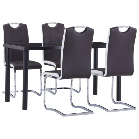 5-teiliges Esszimmer-Set aus braunem Kunstleder. von , Möbelsets für Küchen und Esszimmer - Ref: Foro24-3053030, Preis: 425,5...