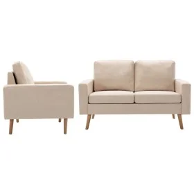 Cream fabric 2-piece sofa set by vidaXL, Sofas - Ref: Foro24-3056617, Price: 453,21 €, Discount: %