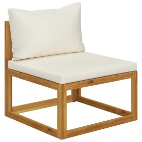Central sectional sofa and cream white cushion acacia wood by vidaXL, Modular outdoor sofas - Ref: Foro24-311863, Price: 117,...