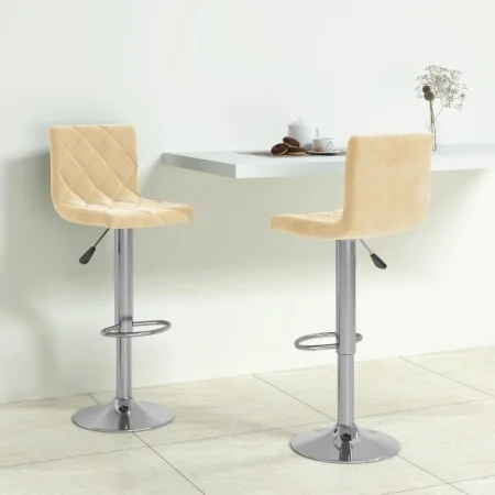 Küchenhocker, 2 Stück, cremefarbenes Samtgewebe. von , Küchenhocker - Ref: Foro24-333686, Preis: 129,69 €, Rabatt: %