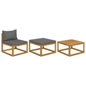 Gartenmöbel 3-teilig mit massiven Akazienholz und Kissen von vidaXL, Modulare Sofas für den Außenbereich - Ref: Foro24-311854...