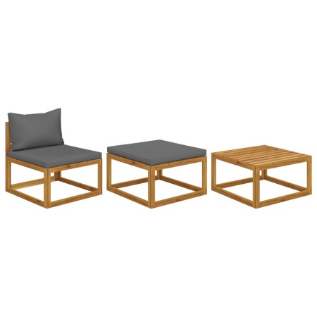 Muebles de jardín 3 piezas con cojines madera maciza de acacia by vidaXL, Modular outdoor sofas - Ref: Foro24-311854, Price: ...