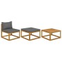 Muebles de jardín 3 piezas con cojines madera maciza de acacia by vidaXL, Modular outdoor sofas - Ref: Foro24-311854, Price: ...