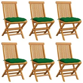 Garden chairs 6 pcs teak wood and bright green cushions by , Garden chairs - Ref: Foro24-3065610, Price: 381,33 €, Discount: %