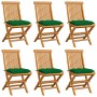 Gartenstühle 6 Stück aus Teakholz und leuchtend grünen Kissen von , Gartenstühle - Ref: Foro24-3065610, Preis: 391,48 €, Raba...
