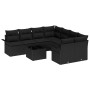 Conjunto de sofá de jardín 9 pcs Negro Poliratán