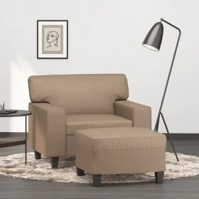Sessel mit Hocker aus synthetischem Leder in Capuccino-Farbe, 60 cm. von , Sofas - Ref: Foro24-3201163, Preis: 224,90 €, Raba...