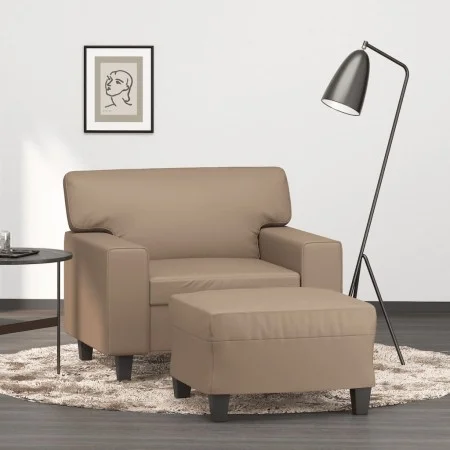 Armchair with footstool in synthetic leather, cappuccino color, 60 cm. by , Sofas - Ref: Foro24-3201163, Price: 224,90 €, Dis...
