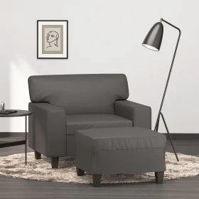 Armchair with synthetic leather gray stool 60 cm by , Sofas - Ref: Foro24-3201161, Price: 176,68 €, Discount: %