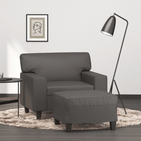 Armchair with synthetic leather gray stool 60 cm by , Sofas - Ref: Foro24-3201161, Price: 180,21 €, Discount: %