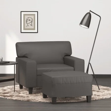 Armchair with synthetic leather gray stool 60 cm by , Sofas - Ref: Foro24-3201161, Price: 176,68 €, Discount: %