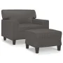 Sillón con taburete cuero sintético gris 60 cm de , Sofás - Ref: Foro24-3201161, Precio: 176,66 €, Descuento: %