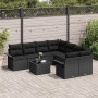 Conjunto de sofá de jardín 9 pcs Negro Poliratán