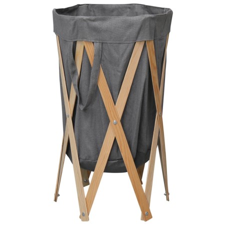Faltbarer Wäschekorb aus Holz und grauem Stoff von , Wäschekörbe - Ref: Foro24-284228, Preis: 22,61 €, Rabatt: %