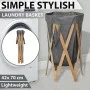 Folding laundry basket made of wood and gray fabric by , Laundry baskets - Ref: Foro24-284228, Price: 22,20 €, Discount: %