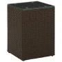 Side table with brown PE rattan and glass surface, 35x35x52 cm. by , Side tables - Ref: Foro24-316377, Price: 57,46 €, Discou...