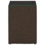 Side table with brown PE rattan and glass surface, 35x35x52 cm. by , Side tables - Ref: Foro24-316377, Price: 57,46 €, Discou...