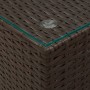 Side table with brown PE rattan and glass surface, 35x35x52 cm. by , Side tables - Ref: Foro24-316377, Price: 61,46 €, Discou...