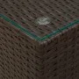 Side table with brown PE rattan and glass surface, 35x35x52 cm. by , Side tables - Ref: Foro24-316377, Price: 57,46 €, Discou...