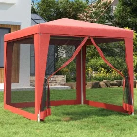 Party tent with 4 red HDPE mesh walls 2.5x2.5 m by , Tents and gazebos - Ref: Foro24-319225, Price: 78,65 €, Discount: %
