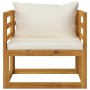 Gartenstuhl und Kissen cremefarbenes massives Akazienholz von vidaXL, Modulare Sofas für den Außenbereich - Ref: Foro24-31186...