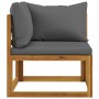 Ecksofa und Kissen aus dunkelgrauem Akazienholz von vidaXL, Modulare Sofas für den Außenbereich - Ref: Foro24-311860, Preis: ...