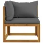 Ecksofa und Kissen aus dunkelgrauem Akazienholz von vidaXL, Modulare Sofas für den Außenbereich - Ref: Foro24-311860, Preis: ...