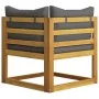 Ecksofa und Kissen aus dunkelgrauem Akazienholz von vidaXL, Modulare Sofas für den Außenbereich - Ref: Foro24-311860, Preis: ...