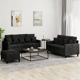 3-piece black velvet sofa set with cushions by , Sofas - Ref: Foro24-3201715, Price: 477,33 €, Discount: %