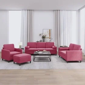 Set of sofas with 4 pieces of red velvet cushions by , Sofas - Ref: Foro24-3201968, Price: 718,97 €, Discount: %